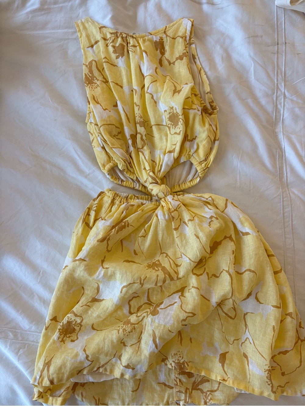 Faithfull the Brand Yellow Floral Cutout dress